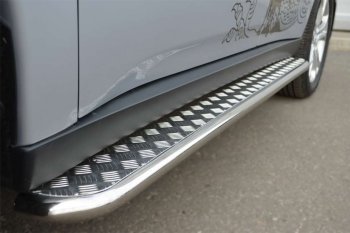 Широкая защита порогов с трубой диаметром 42 мм SLITKOFF v2 Mitsubishi Outlander  GF (2012-2014) дорестайлинг
