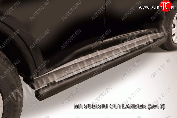 9 899 р. Защита порогов Slitkoff  Mitsubishi Outlander  GF (2012-2014) дорестайлинг (Цвет: серебристый)  с доставкой в г. Майкоп