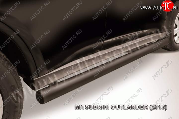 10 599 р. Защита порогов Slitkoff  Mitsubishi Outlander  GF (2012-2014) дорестайлинг (Цвет: серебристый)  с доставкой в г. Майкоп