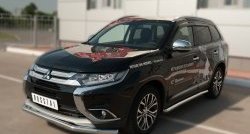 52 999 р. Защита порогов из круглой трубы диаметром 63 мм (рестайлинг) Russtal Mitsubishi Outlander GF 2-ой рестайлинг (2015-2018) (Защита порогов с со скосами на торцах (вариант 1))  с доставкой в г. Майкоп. Увеличить фотографию 4