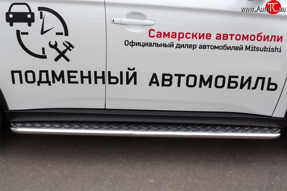 24 649 р. Широкая защита порогов (рестайлинг) SLITKOFF  Mitsubishi Outlander  GF (2014-2016) 1-ый рестайлинг  с доставкой в г. Майкоп