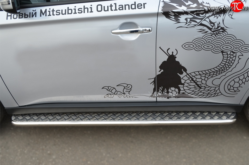 24 649 р. Широкая защита порогов SLITKOFF  Mitsubishi Outlander  GF (2012-2014) дорестайлинг  с доставкой в г. Майкоп