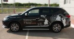 24 649 р. Широкая защита порогов SLITKOFF Mitsubishi Outlander GF 2-ой рестайлинг (2015-2018)  с доставкой в г. Майкоп. Увеличить фотографию 2