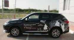 83 999 р. Защита порогов с пластиковыми вставками для ног из круглой трубы диаметром 76 мм Russtal Mitsubishi Outlander GF 2-ой рестайлинг (2015-2018) (Защита порогов с со скосами на торцах (вариант 1))  с доставкой в г. Майкоп. Увеличить фотографию 4