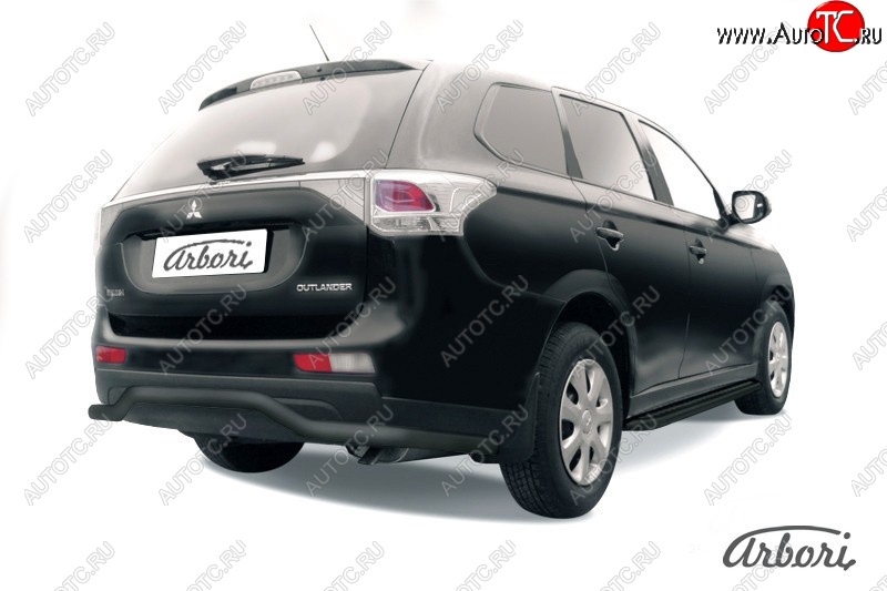 6 929 р. Защита заднего бампера Arbori (длинная, черная, 1 труба d57 mm). Mitsubishi Outlander GF дорестайлинг (2012-2014)  с доставкой в г. Майкоп