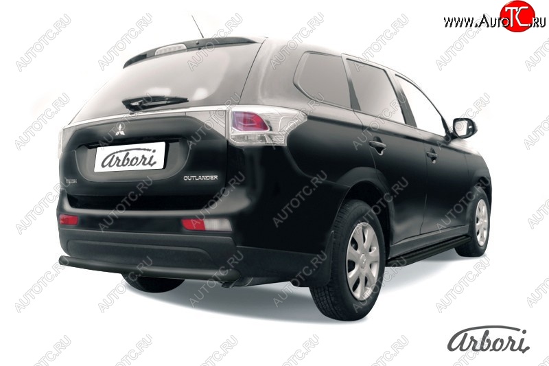5 399 р. Защита заднего бампера Arbori (уголки, черная, 1 труба d57 mm). Mitsubishi Outlander GF дорестайлинг (2012-2014)  с доставкой в г. Майкоп