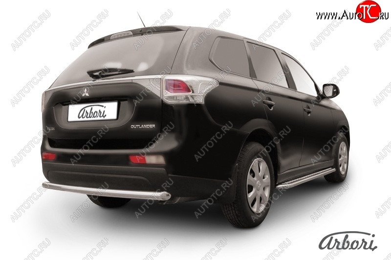 8 909 р. Защита заднего бампера Arbori (нержавейка, 1 труба d57 mm). Mitsubishi Outlander GF дорестайлинг (2012-2014)  с доставкой в г. Майкоп