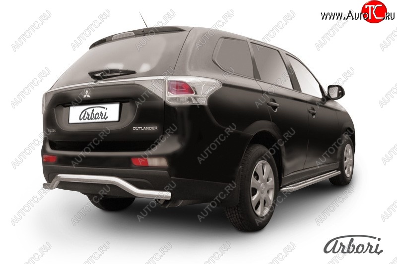 11 789 р. Защита заднего бампера Arbori (нержавейка, 1 труба d57 mm). Mitsubishi Outlander GF дорестайлинг (2012-2014)  с доставкой в г. Майкоп