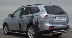 15 999 р. Защита заднего бампера (Ø63 и 42 мм, нержавейка) SLITKOFF  Mitsubishi Outlander  GF (2012-2014) дорестайлинг  с доставкой в г. Майкоп. Увеличить фотографию 4