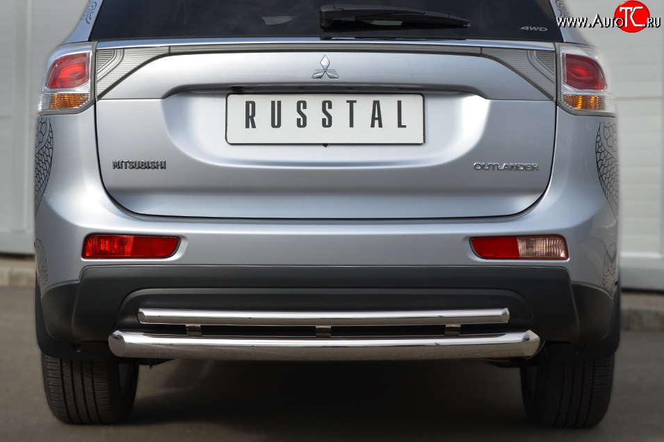 14 449 р. Защита заднего бампера (Ø76 и 42 мм, нержавейка) SLITKOFF  Mitsubishi Outlander  GF (2012-2014) дорестайлинг  с доставкой в г. Майкоп