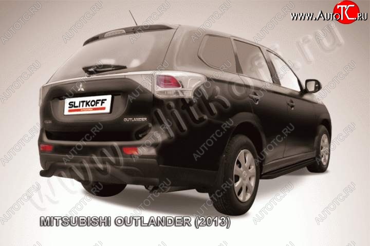 8 349 р. Защита задняя Slitkoff  Mitsubishi Outlander  GF (2012-2014) дорестайлинг (Цвет: серебристый)  с доставкой в г. Майкоп