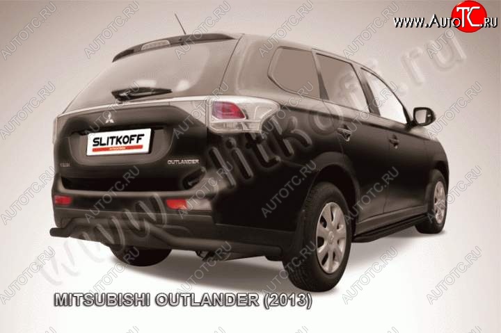 9 399 р. Защита задняя Slitkoff  Mitsubishi Outlander  GF (2012-2014) дорестайлинг (Цвет: серебристый)  с доставкой в г. Майкоп