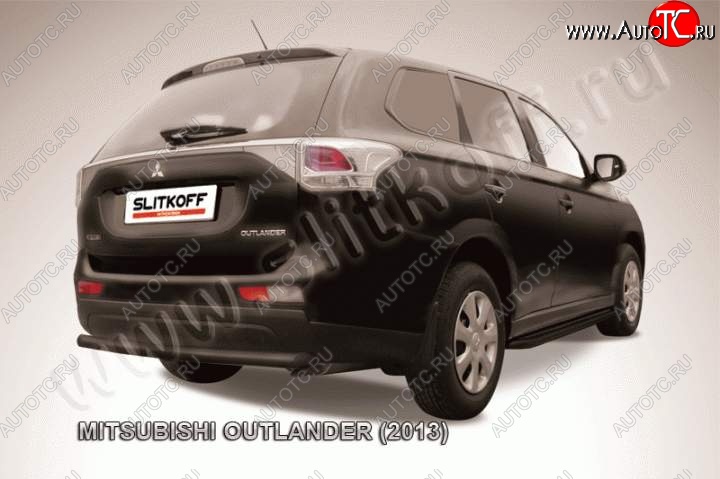6 349 р. Защита задняя Slitkoff  Mitsubishi Outlander  GF (2012-2014) дорестайлинг (Цвет: серебристый)  с доставкой в г. Майкоп