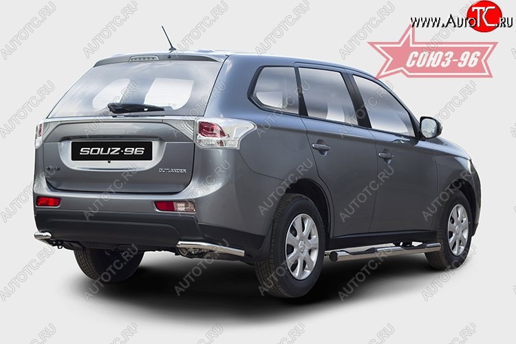 7 784 р. Защита заднего бампера из боковых уголков диаметром 42 мм SOUZ-96 Mitsubishi Outlander GF дорестайлинг (2012-2014)  с доставкой в г. Майкоп