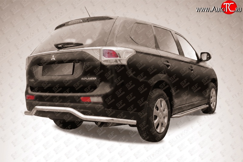 13 399 р. Длинная фигурная защита заднего бампера диаметром 57 мм Slitkoff  Mitsubishi Outlander  GF (2012-2014) дорестайлинг (Нержавейка, Полированная)  с доставкой в г. Майкоп