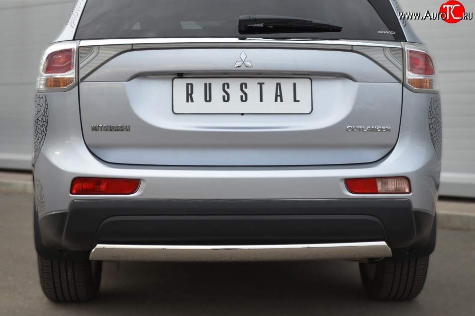11 599 р. Защита заднего бампера (Ø75x42 мм, нержавейка) Russtal Mitsubishi Outlander GF дорестайлинг (2012-2014)  с доставкой в г. Майкоп