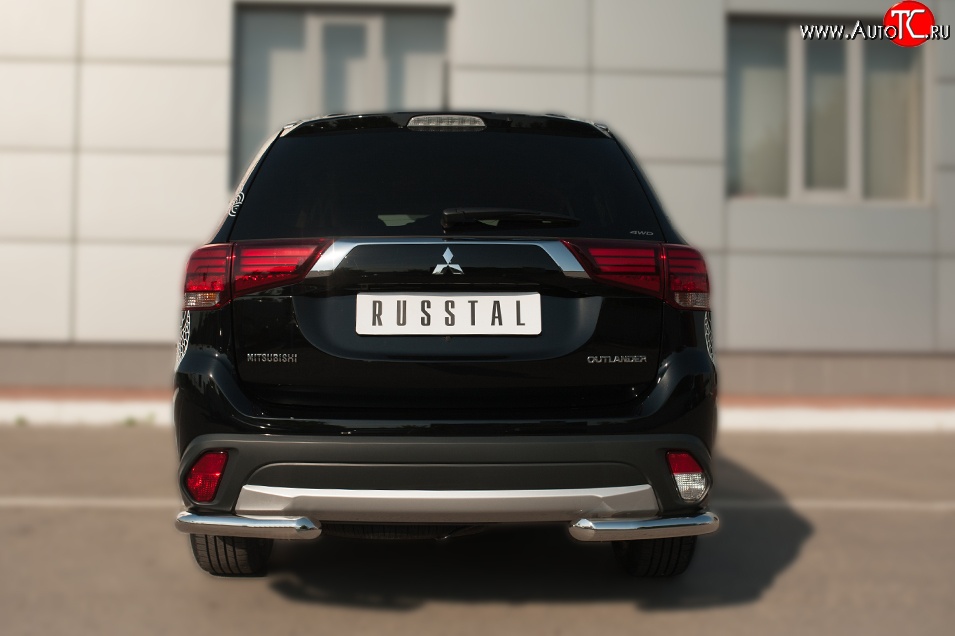 12 899 р. Защита заднего бампера (Ø63 мм уголки, нержавейка) SLITKOFF  Mitsubishi Outlander  GF (2014-2016) 1-ый рестайлинг  с доставкой в г. Майкоп