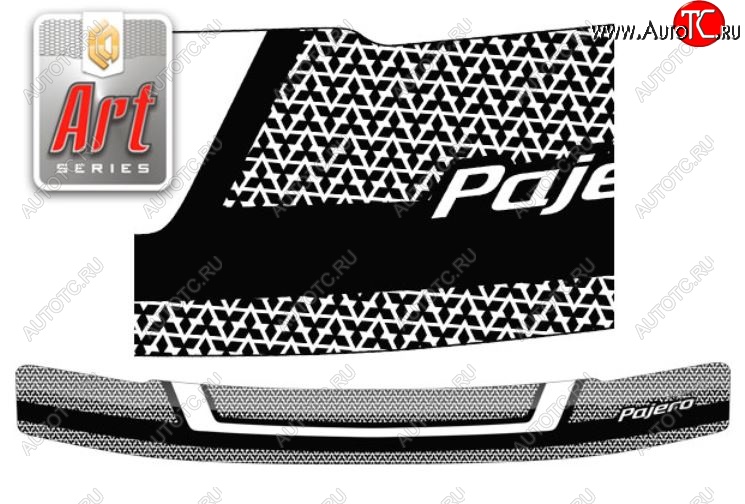 2 159 р. Дефлектор капота CA-Plastiс  Mitsubishi Pajero ( 2 V30/V40 5 дв.,  2 V20,  2 V30/V40) (1991-1999) дорестайлинг, рестайлинг (Серия Art черная)  с доставкой в г. Майкоп