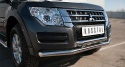21 849 р. Защита переднего бампера (2 трубыØ63 мм, нержавейка) SLITKOFF Mitsubishi Pajero 4 V90 2-ой рестайлинг (2014-2020)  с доставкой в г. Майкоп. Увеличить фотографию 2