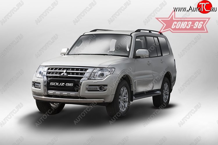15 029 р. Защита переднего бампера из овальной трубы (d75х42) Souz-96 Mitsubishi Pajero 4 V90 2-ой рестайлинг (2014-2020)  с доставкой в г. Майкоп
