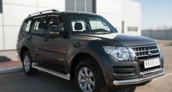 17 799 р. Защита переднего бампера (2 трубы Ø76 и 75х42 мм, нержавейка) Russtal Mitsubishi Pajero 4 V90 2-ой рестайлинг (2014-2020)  с доставкой в г. Майкоп. Увеличить фотографию 4