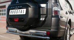 20 449 р. Защита заднего бампера (Ø63 и 42 мм, нержавейка) SLITKOFF  Mitsubishi Pajero  4 V90 (2014-2020) 2-ой рестайлинг  с доставкой в г. Майкоп. Увеличить фотографию 2