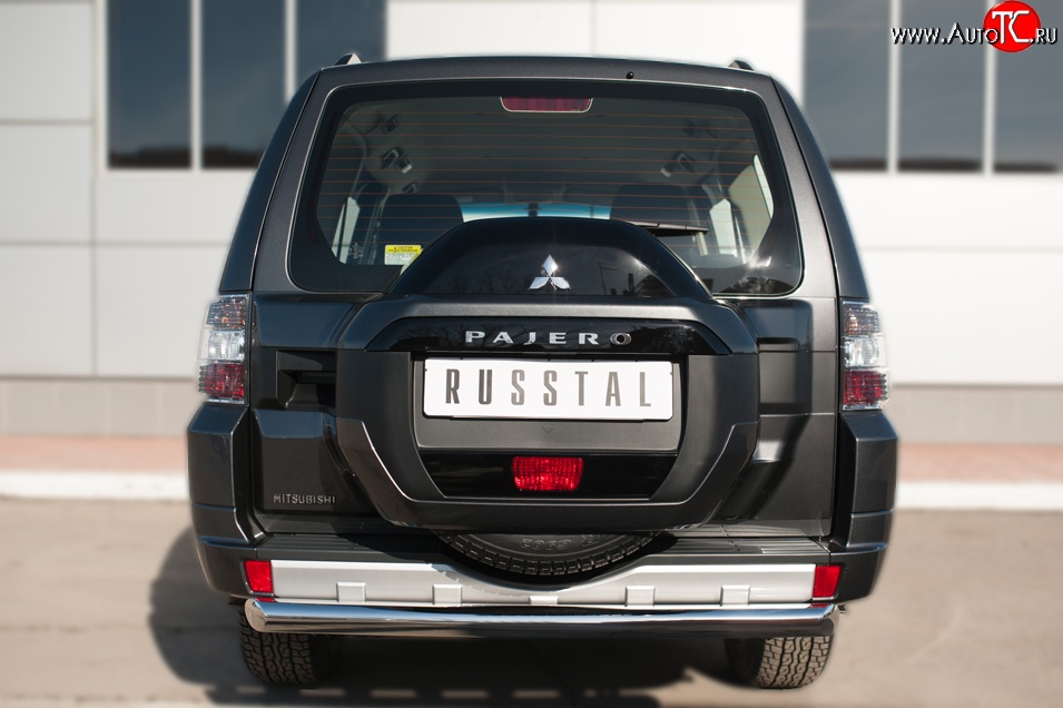 18 699 р. Защита заднего бампера (Ø76 мм, нержавейка) SLITKOFF  Mitsubishi Pajero  4 V90 (2014-2020) 2-ой рестайлинг  с доставкой в г. Майкоп