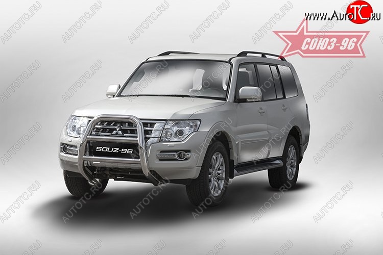 15 974 р. Защита переднего бампера Souz-96 (d76) Mitsubishi Pajero 4 V90 2-ой рестайлинг (2014-2020)  с доставкой в г. Майкоп