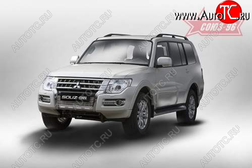 3 419 р. Декоративный элемент воздухозаборника Souz96 нержавеющая сталь Mitsubishi Pajero 4 V90 2-ой рестайлинг (2014-2020) (Хром загл. d10)  с доставкой в г. Майкоп