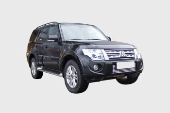 Декоративный элемент воздухозаборника Souz-96 (нержавеющая сталь) Mitsubishi Pajero 4 V90 2-ой рестайлинг (2014-2020) (Хром d16)