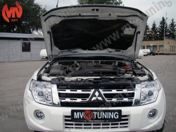 4 099 р. Упор капота MV-Tuning (двойной) Mitsubishi Pajero 4 V80 дорестайлинг (2006-2011)  с доставкой в г. Майкоп. Увеличить фотографию 3