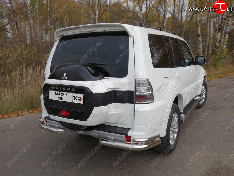 26 499 р. Защита заднего бампера (уголки двойные) ТСС 76,1/42,4 мм  Mitsubishi Pajero  4 V90 (2014-2020) 2-ой рестайлинг  с доставкой в г. Майкоп