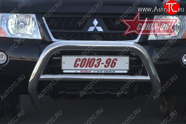 17 099 р. Защита переднего бампера Souz-96 (d76) Mitsubishi Pajero 3 V70 дорестайлинг (1999-2003)  с доставкой в г. Майкоп