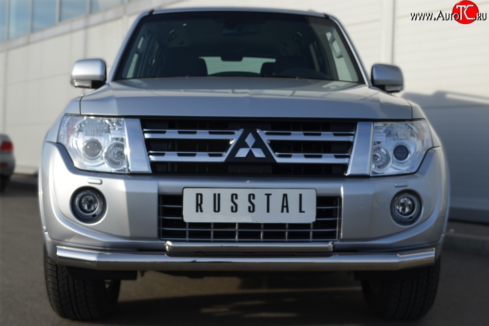 21 999 р. Защита переднего бампера (2 трубыØ76 и 42 мм, нержавейка) SLITKOFF  Mitsubishi Pajero ( 4 V90,  4 V80) (2011-2015) 1-ый рестайлинг, 3 дв. 1-ый рестайлинг  с доставкой в г. Майкоп