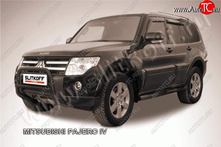 16 899 р. Кенгурятник d57 низкий Mitsubishi Pajero 4 V80 дорестайлинг (2006-2011) (Цвет: серебристый)  с доставкой в г. Майкоп