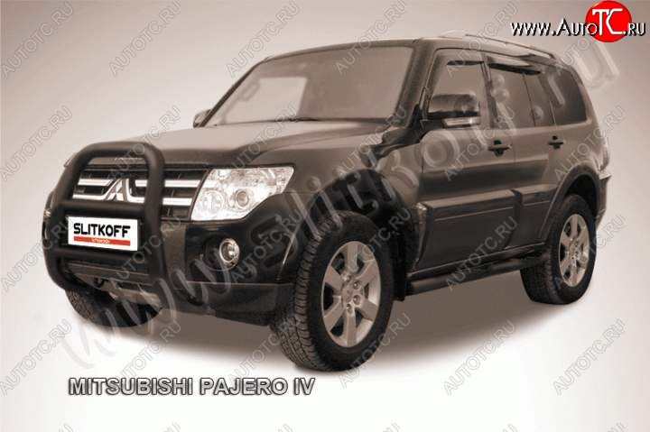 27 449 р. Кенгурятник d76 высокий Mitsubishi Pajero 4 V80 3 дв. 1-ый рестайлинг (2011-2014) (Цвет: серебристый)  с доставкой в г. Майкоп