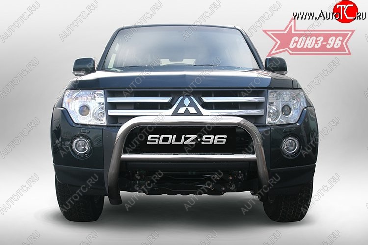 9 665 р. Защита переднего бампера Souz-96 (d60) Mitsubishi Pajero 4 V90 дорестайлинг (2006-2011)  с доставкой в г. Майкоп