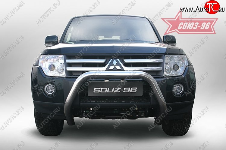 12 959 р. Защита порогов Souz-96 (d76) низкая Mitsubishi Pajero 4 V90 дорестайлинг (2006-2011)  с доставкой в г. Майкоп
