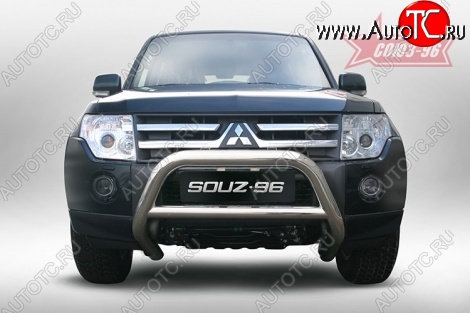 13 319 р. Защита переднего бампера Souz-96 (d76) Mitsubishi Pajero 4 V90 дорестайлинг (2006-2011)  с доставкой в г. Майкоп