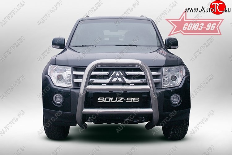15 749 р. Защита переднего бампера Souz-96 (d76) Mitsubishi Pajero 4 V90 дорестайлинг (2006-2011)  с доставкой в г. Майкоп