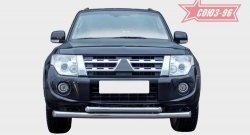 Защита переднего бампера двойная Souz-96 (d76/60) Mitsubishi Pajero 4 V80 3 дв. 1-ый рестайлинг (2011-2014)