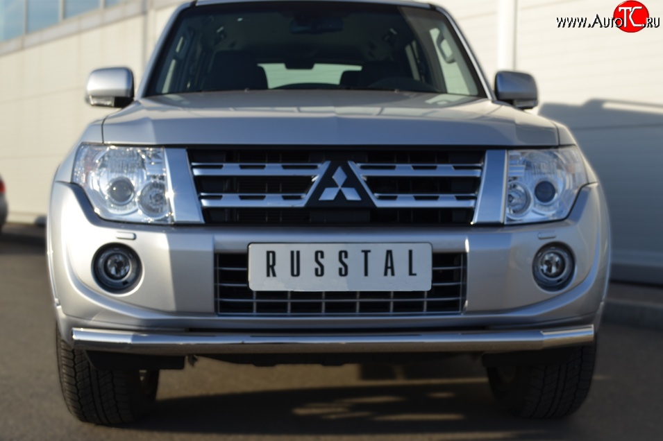 15 999 р. Одинарная защита переднего бампера диаметром 63 мм SLITKOFF Mitsubishi Pajero 4 V80 3 дв. 1-ый рестайлинг (2011-2014)  с доставкой в г. Майкоп
