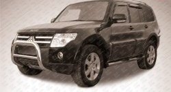 Усиленная низкая защита переднего бампера из трубы диаметром 76 мм Slitkoff Mitsubishi Pajero ( 4 V90,  4 V80) (2006-2015) дорестайлинг, дорестайлинг, 1-ый рестайлинг, 3 дв. 1-ый рестайлинг