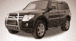 Усиленная высокая защита переднего бампера с защитой картера из трубы диаметром 57 мм Slitkoff Mitsubishi Pajero ( 4 V90,  4 V80) (2006-2015) дорестайлинг, дорестайлинг, 1-ый рестайлинг, 3 дв. 1-ый рестайлинг