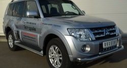 67 999 р. Защита порогов из круглой трубы диаметром 42 мм Russtal Mitsubishi Pajero 4 V90 дорестайлинг (2006-2011) (Защита порогов с со скосами на торцах (вариант 1))  с доставкой в г. Майкоп. Увеличить фотографию 7