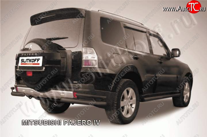 9 999 р. Уголки d76+d42 двойные Mitsubishi Pajero 4 V90 дорестайлинг (2006-2011) (Цвет: серебристый)  с доставкой в г. Майкоп