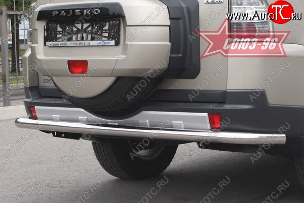 14 129 р. Защита заднего бампера Souz-96 (d76) Mitsubishi Pajero 4 V90 дорестайлинг (2006-2011) (полированная нержавейка)  с доставкой в г. Майкоп