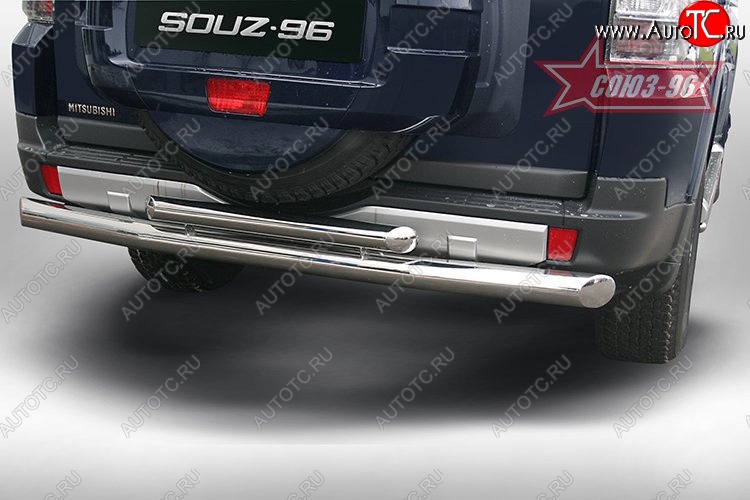 15 839 р. Двойная защита заднего бампера Souz-96 (d76 и 42/60) Mitsubishi Pajero 4 V90 дорестайлинг (2006-2011)  с доставкой в г. Майкоп