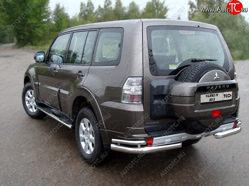 26 499 р. Защита заднего бампера (уголки двойные) ТСС 76,1/42,4 мм  Mitsubishi Pajero  4 V90 (2006-2011) дорестайлинг  с доставкой в г. Майкоп