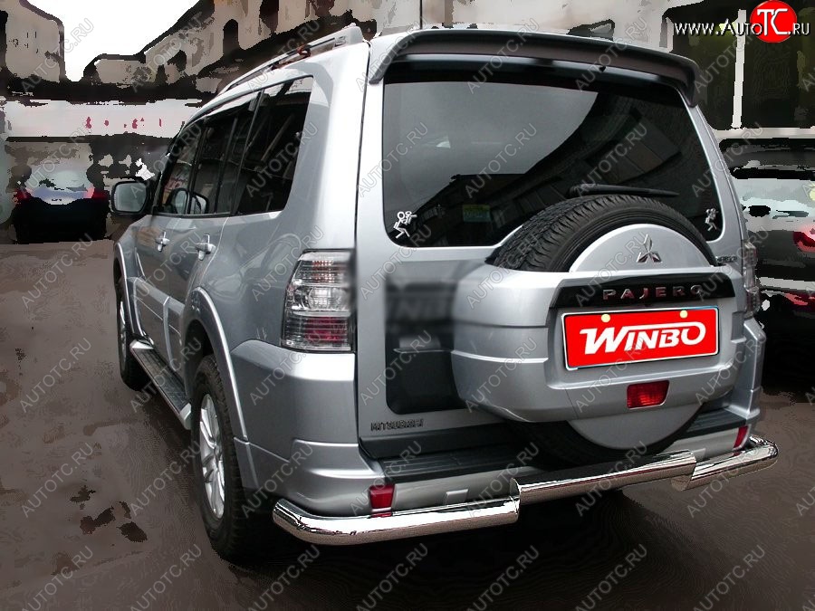 13 199 р. Защита заднего бампера WINBO (Ø76 мм, нержавейка) Mitsubishi Pajero 4 V90 дорестайлинг (2006-2011)  с доставкой в г. Майкоп